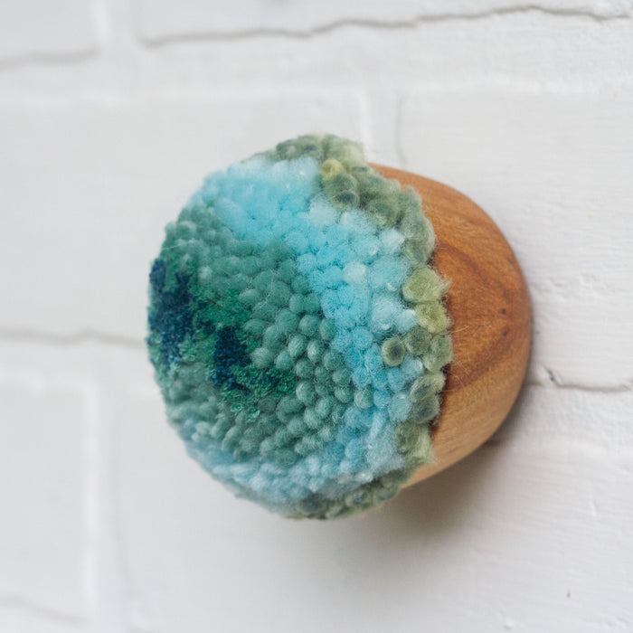 Mini Puff Fiber Sculpture | Aqua + Seafoam