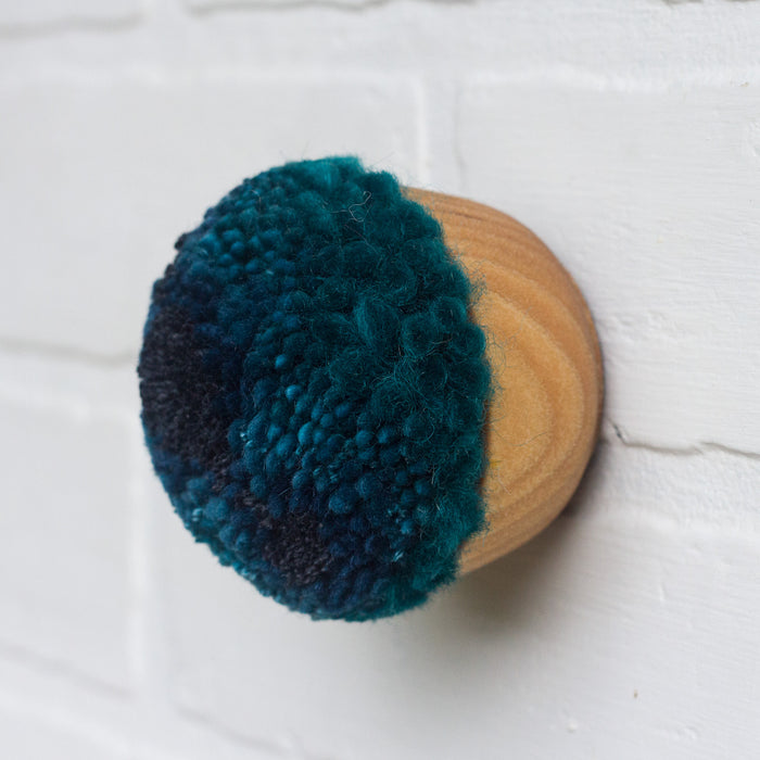 Mini Puff FIber Sculpture | Blue + Deep Teal