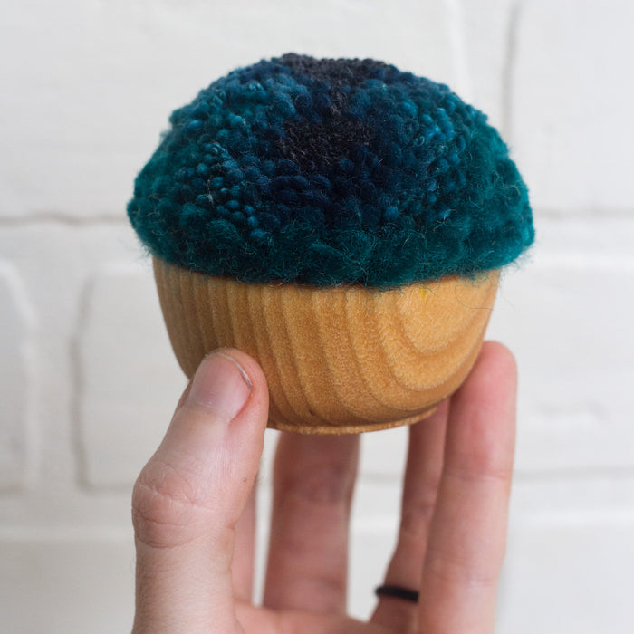 Mini Puff FIber Sculpture | Blue + Deep Teal