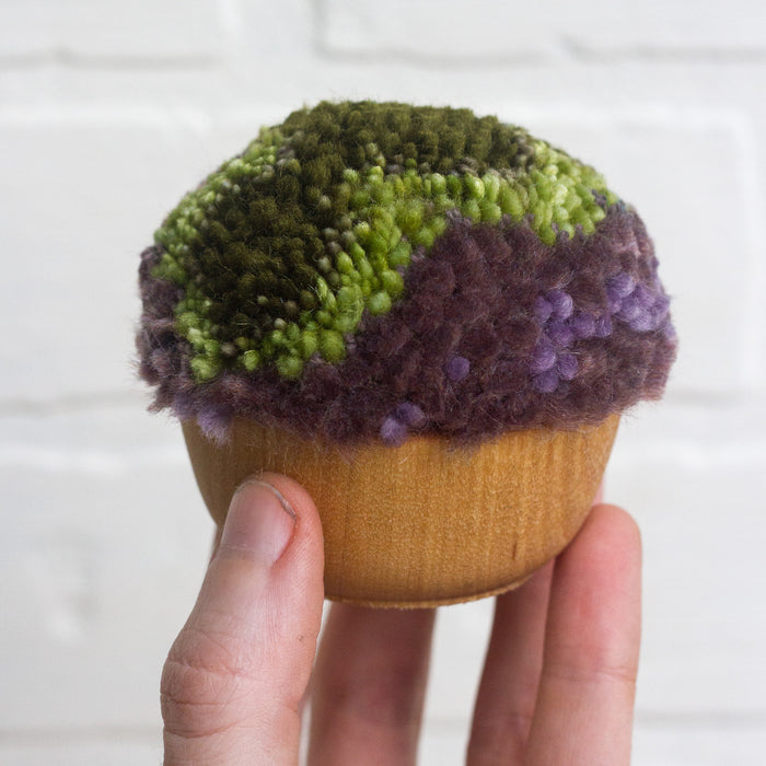 Mini Puff Fiber Sculpture | Green + Purple