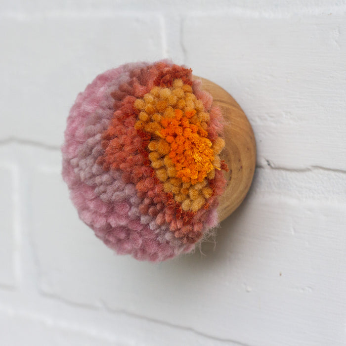 Mini Puff Fiber Sculpture | Orange + Pink