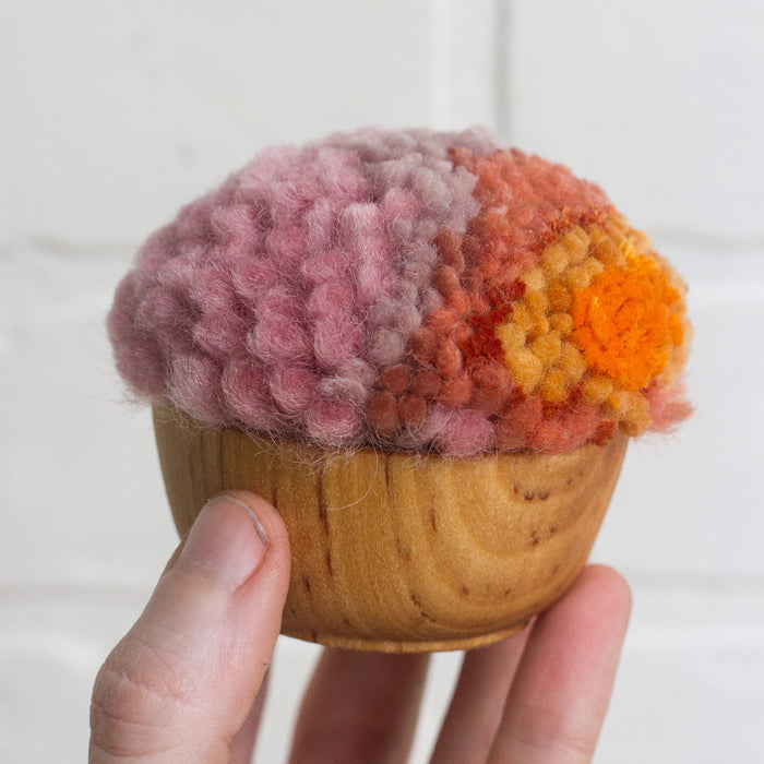 Mini Puff Fiber Sculpture | Orange + Pink