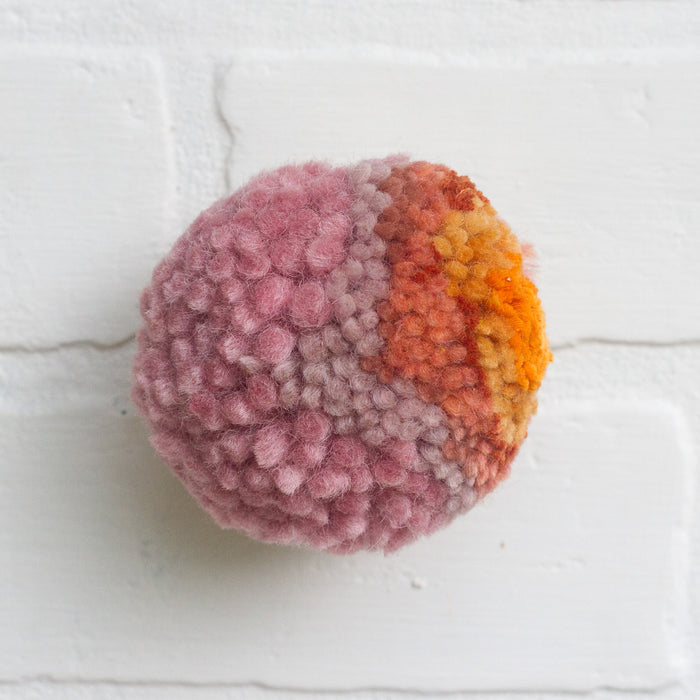 Mini Puff Fiber Sculpture | Orange + Pink