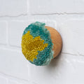 Mini Puff Fiber Sculpture | Turquoise + Chartreuse