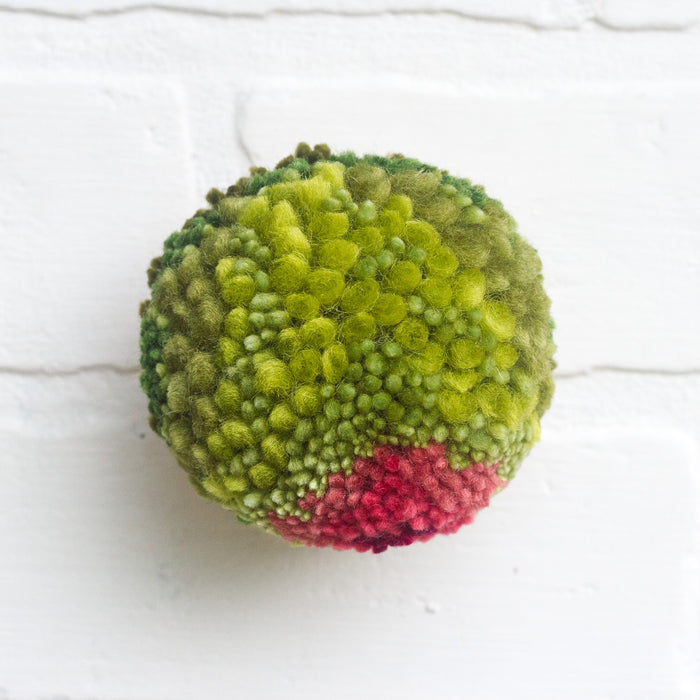 Mini Puff Fiber Sculpture | Watermelon Pink + Green