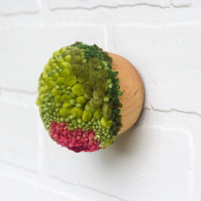 Mini Puff Fiber Sculpture | Watermelon Pink + Green