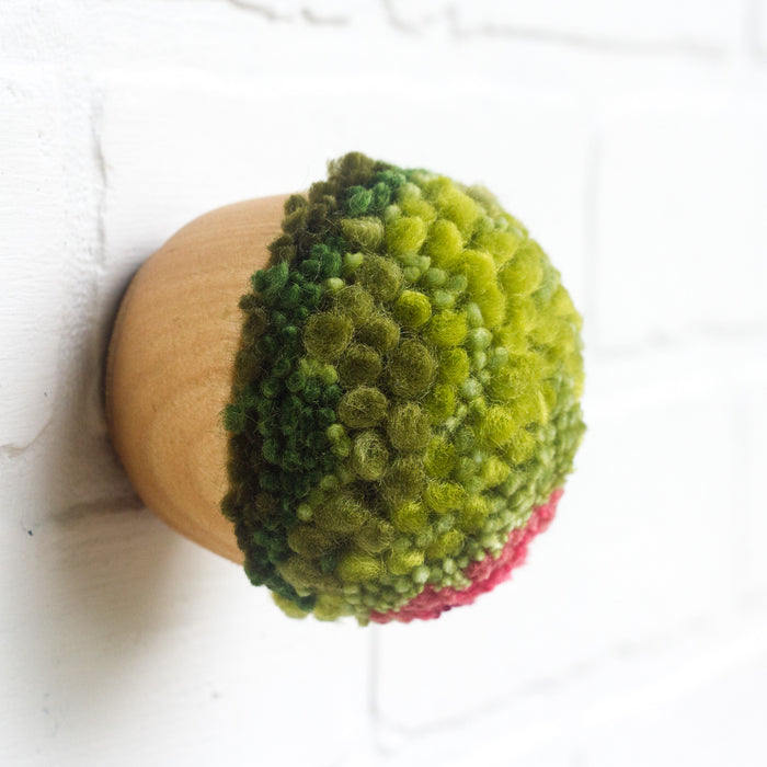 Mini Puff Fiber Sculpture | Watermelon Pink + Green