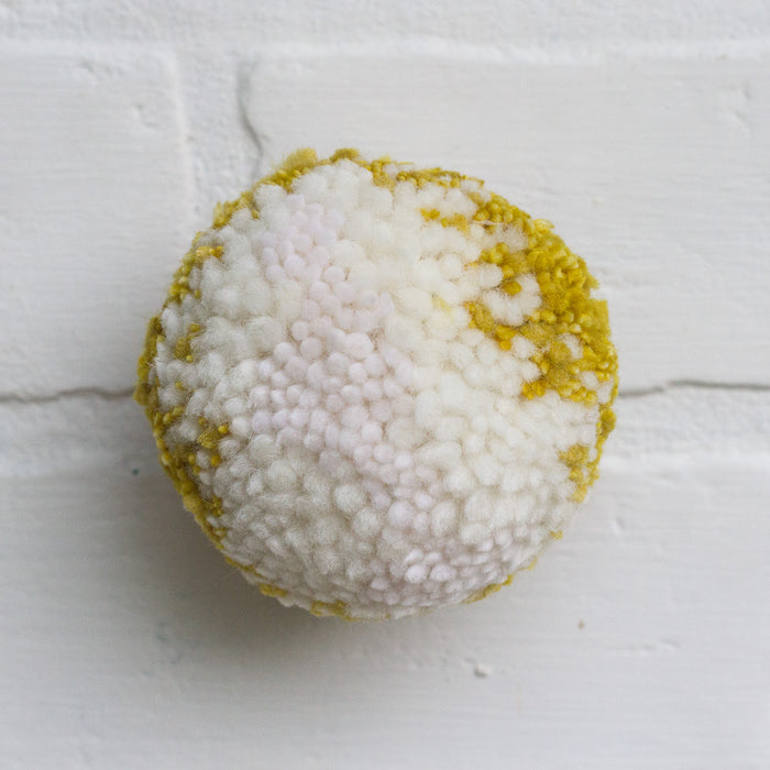 Mini Puff Fiber Sculpture | White + Yellow