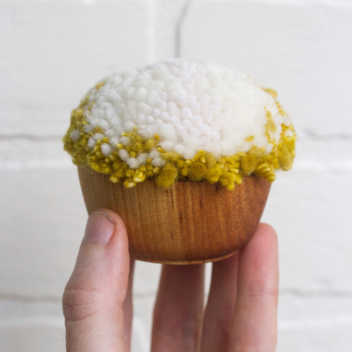 Mini Puff Fiber Sculpture | White + Yellow