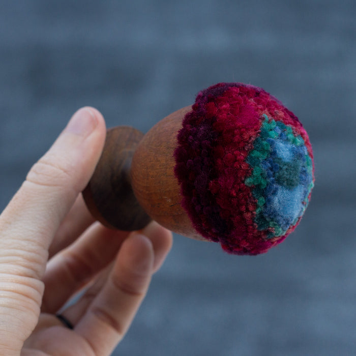Mini Puff in Vintage Teak Egg Cup | Blue + Berry