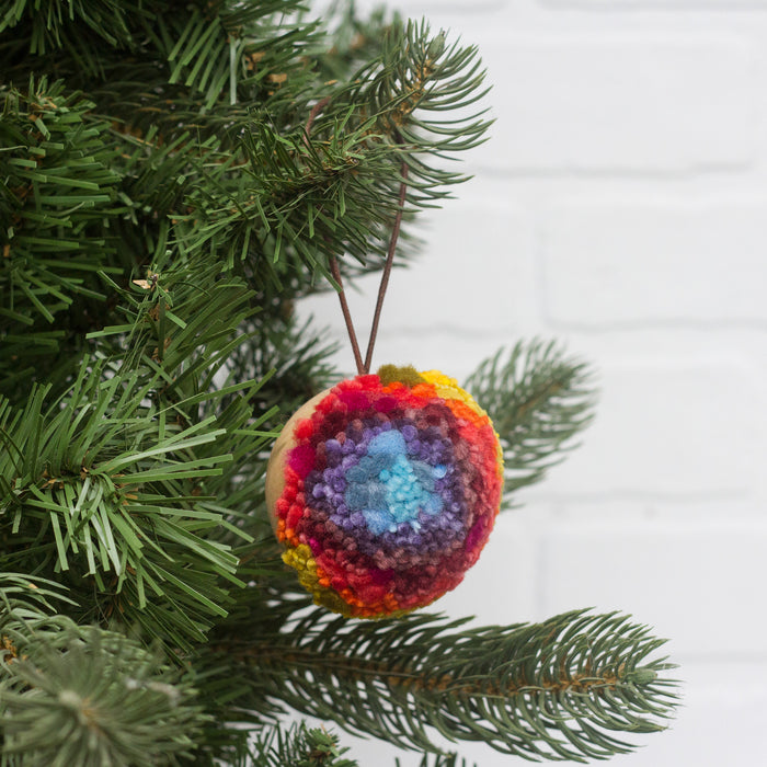 Mini Puff Ornament | Fiber Sculpture, Rainbow 1