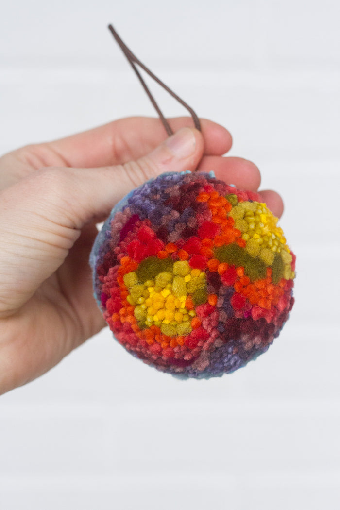 Mini Puff Ornament | Fiber Sculpture, Rainbow 6