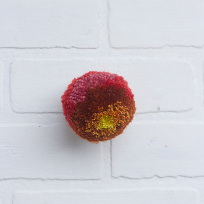 Mini Puff | Red, Orange, Yellow, Pink | Fiber Sculpture in Wood Frame