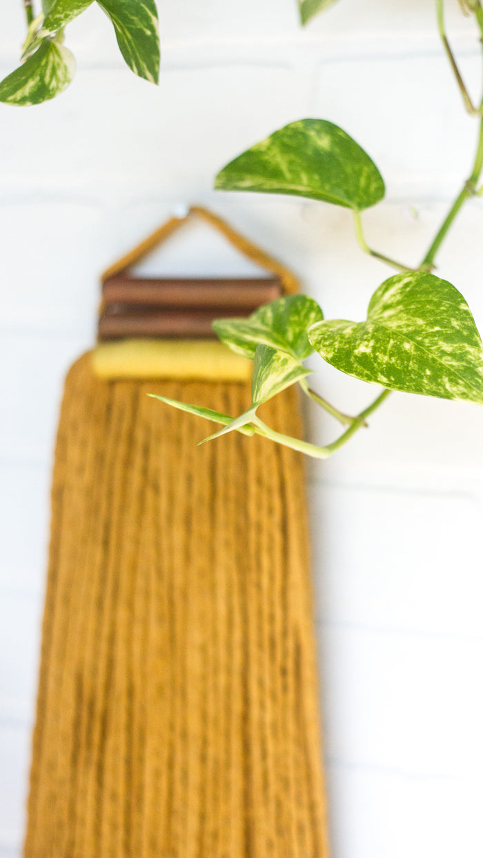 Mustard + Copper Woven Wall Hanging with Long Fringe