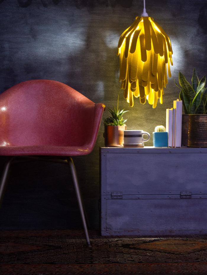 Mustard Felted Wool Pendant Lamp