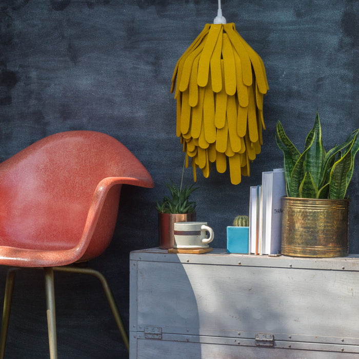 Mustard Felted Wool Pendant Lamp