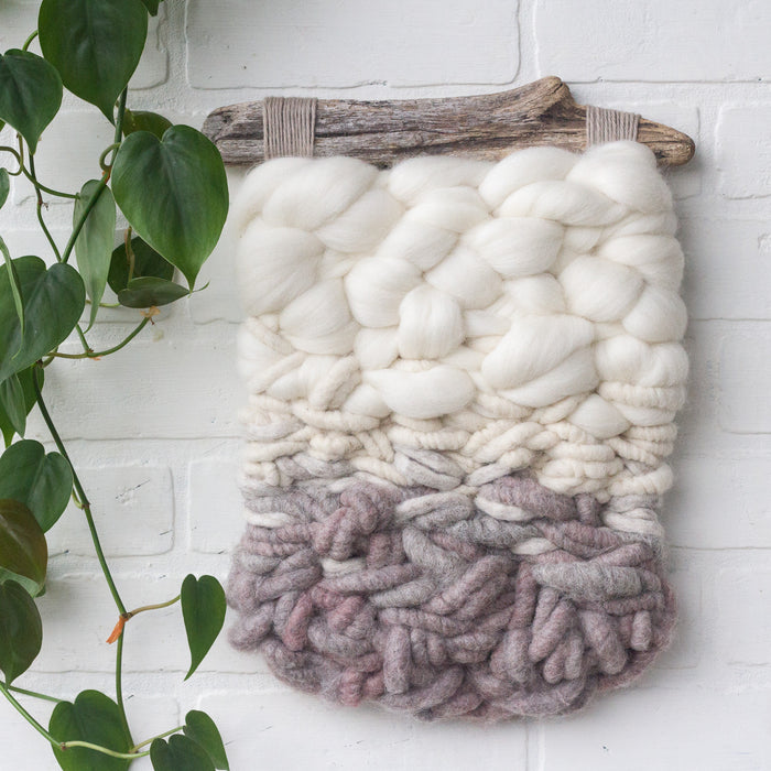 Neutral + Chunky Woven Wall Hanging on Driftwood