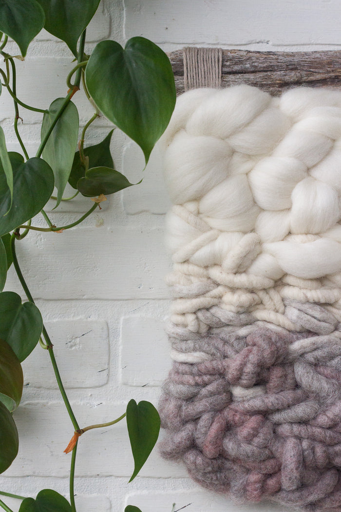 Neutral + Chunky Woven Wall Hanging on Driftwood