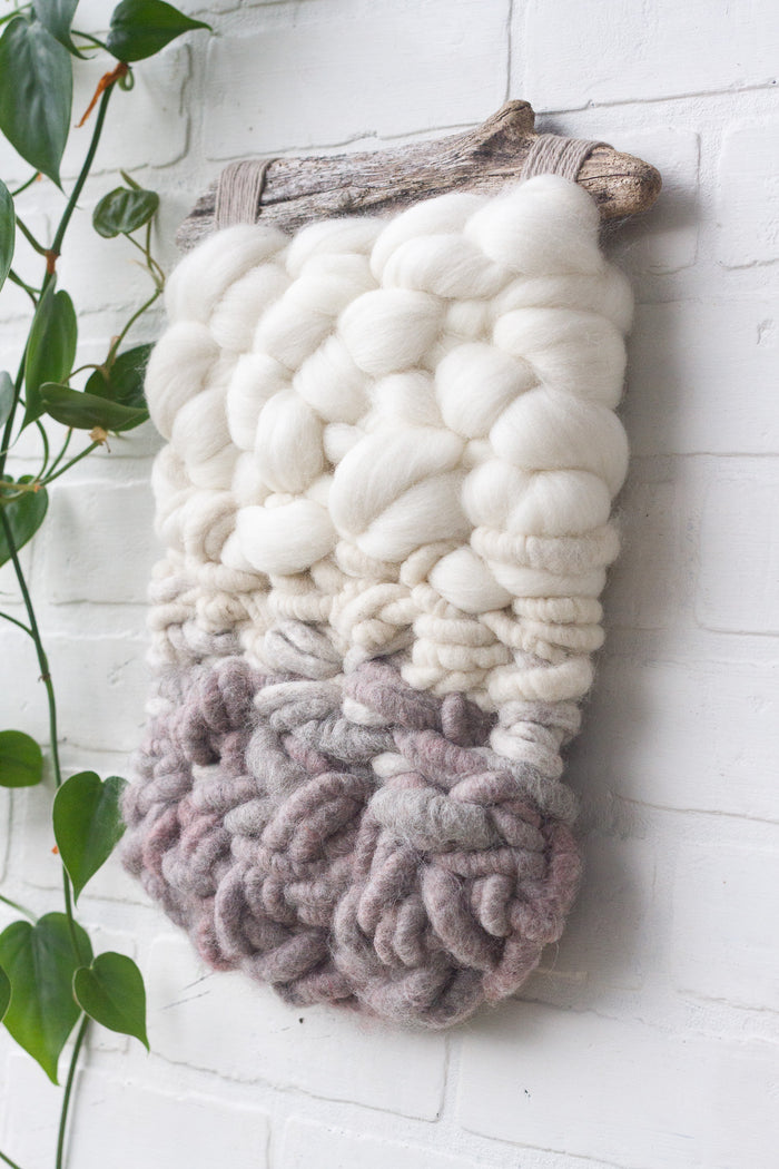 Neutral + Chunky Woven Wall Hanging on Driftwood