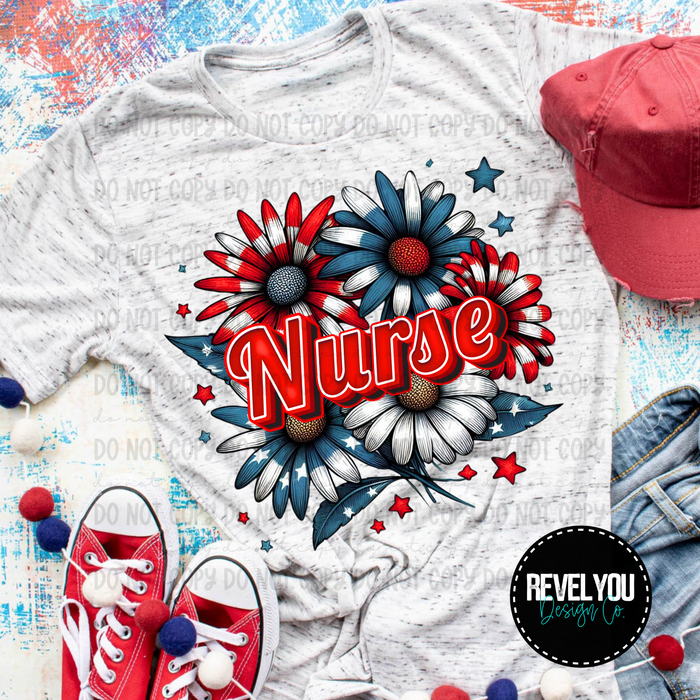 Patriotic Floral Nurse - PNG