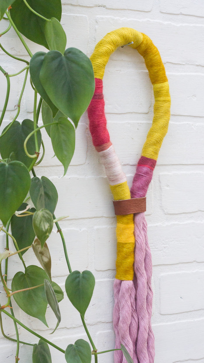 Pink Wrapped Rope Wall Hanging