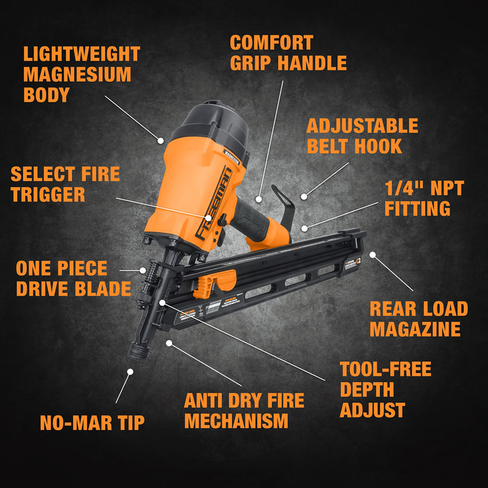 Pneumatic 34 Degree 3-1/2" Framing Nailer (2nd Generation)