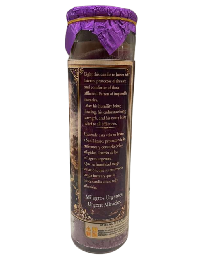 Prepared Saint Lazarus Candle · Veladora Preparada de San Lázaro – Healing, Protection & Urgent Miracles