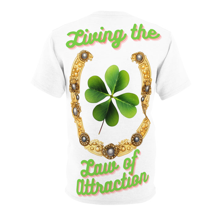 Prosperity Manifestation Tee: Attracting Wealth & Well-being. Unisex Cut & Sew Tee (AOP)