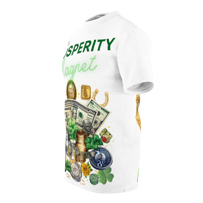Prosperity Manifestation Tee: Attracting Wealth & Well-being. Unisex Cut & Sew Tee (AOP)