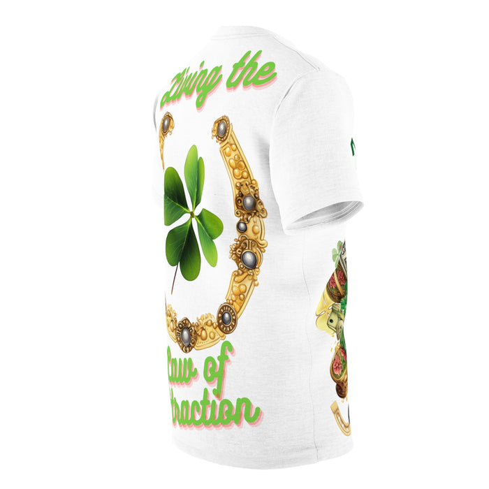 Prosperity Manifestation Tee: Attracting Wealth & Well-being. Unisex Cut & Sew Tee (AOP)