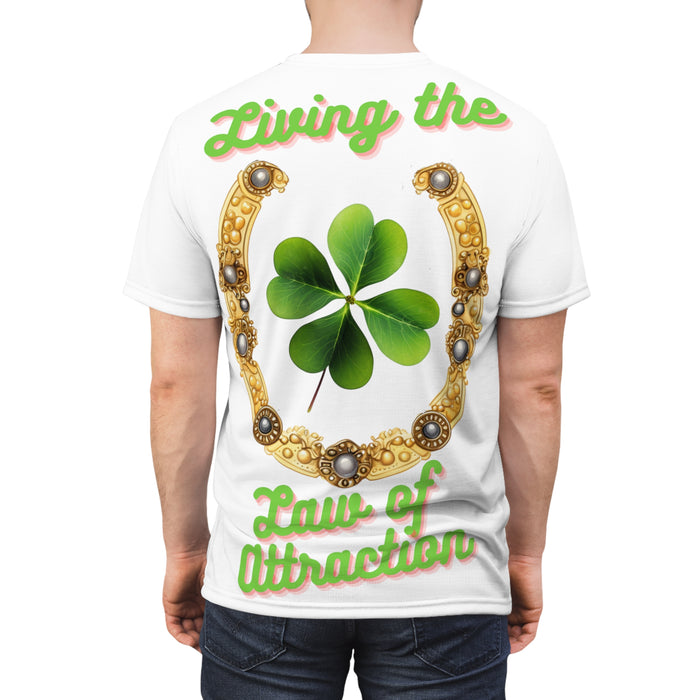 Prosperity Manifestation Tee: Attracting Wealth & Well-being. Unisex Cut & Sew Tee (AOP)