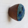 Puff Collection | Fluffy Blue FIber Art in Vintage Teak Bowl