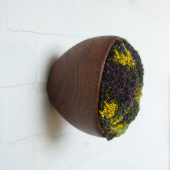 Puff Collection | Fluffy Green Wools in Vintage Teak Bowl