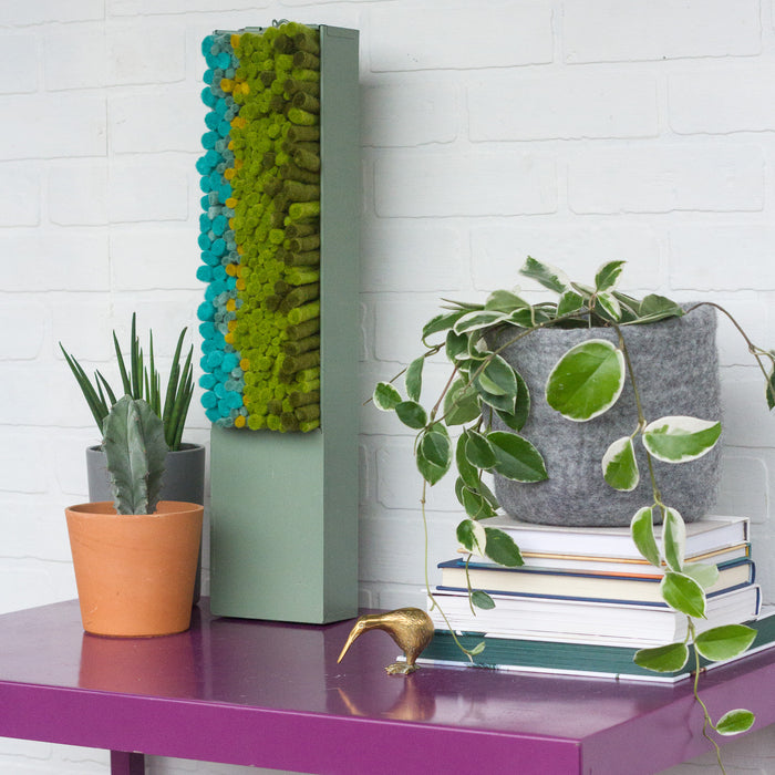 Puff Collection | Safety Deposit Box with Green + Teal Fiber Art