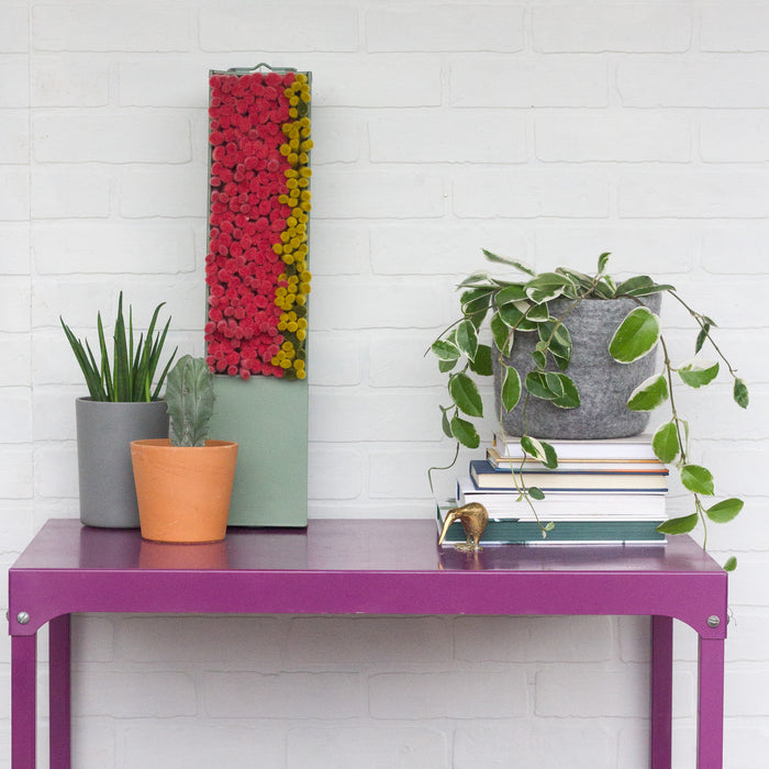 Puff Collection | Safety Deposit Box with Guava + Chartreuse Felted Wool