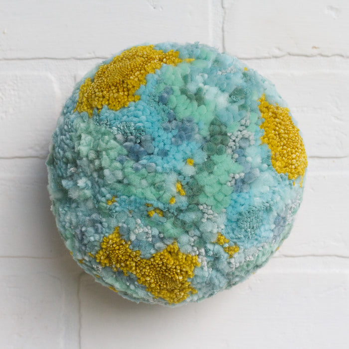 Puff Fiber Sculpture | Aqua + Mint + Chartreuse