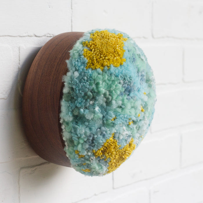 Puff Fiber Sculpture | Aqua + Mint + Chartreuse