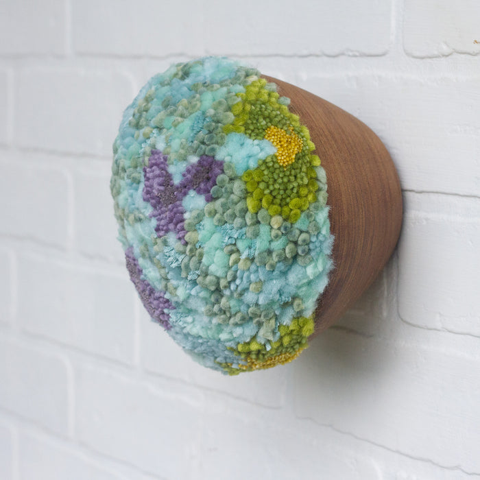 Puff Fiber Sculpture | Aqua + Purple + Green