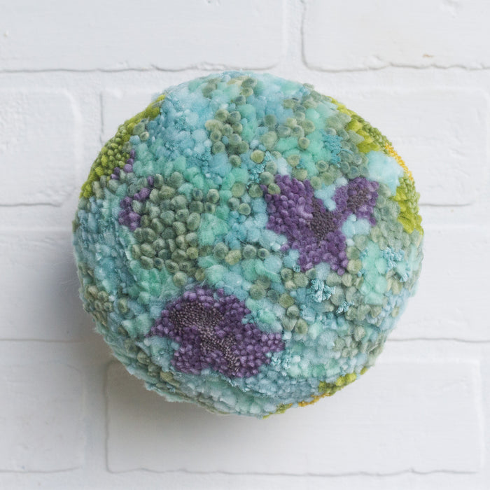 Puff Fiber Sculpture | Aqua + Purple + Green