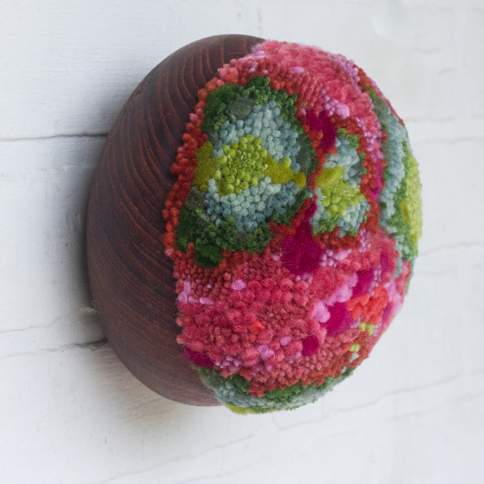 Puff Fiber Sculpture in Teak Frame | Watermelon