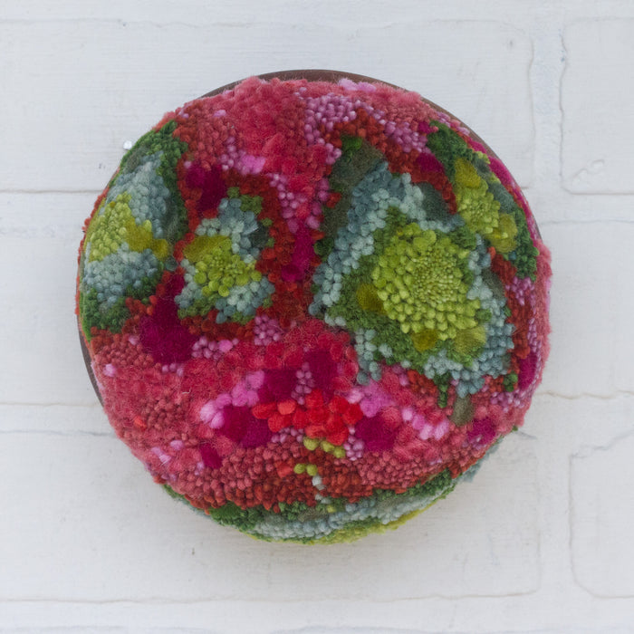 Puff Fiber Sculpture in Teak Frame | Watermelon
