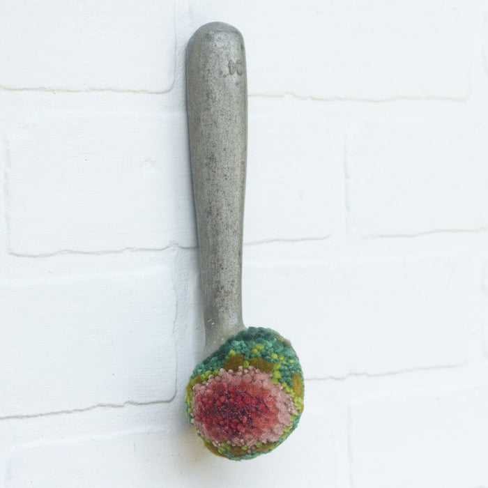 Puff Fiber Sculpture in Vintage Metal Scoop | Watermelon
