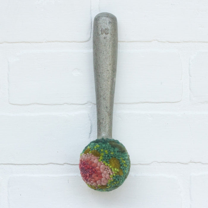 Puff Fiber Sculpture in Vintage Metal Scoop | Watermelon