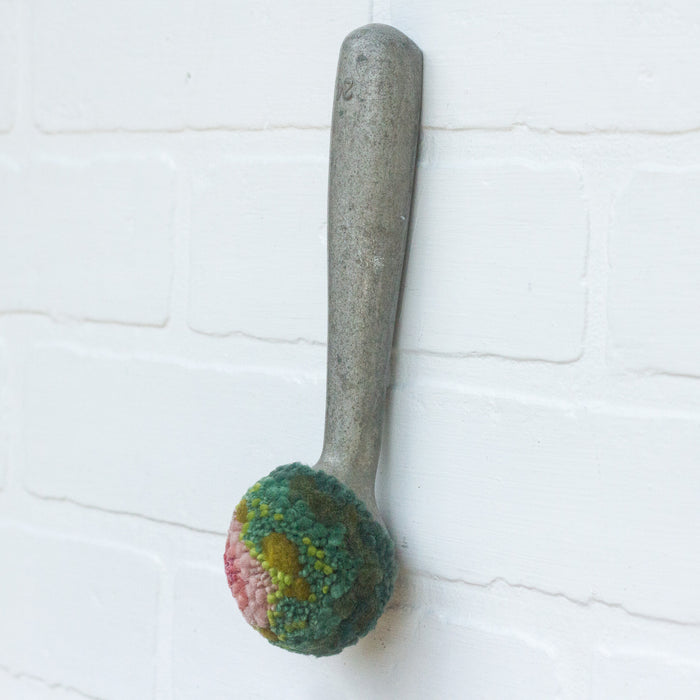 Puff Fiber Sculpture in Vintage Metal Scoop | Watermelon