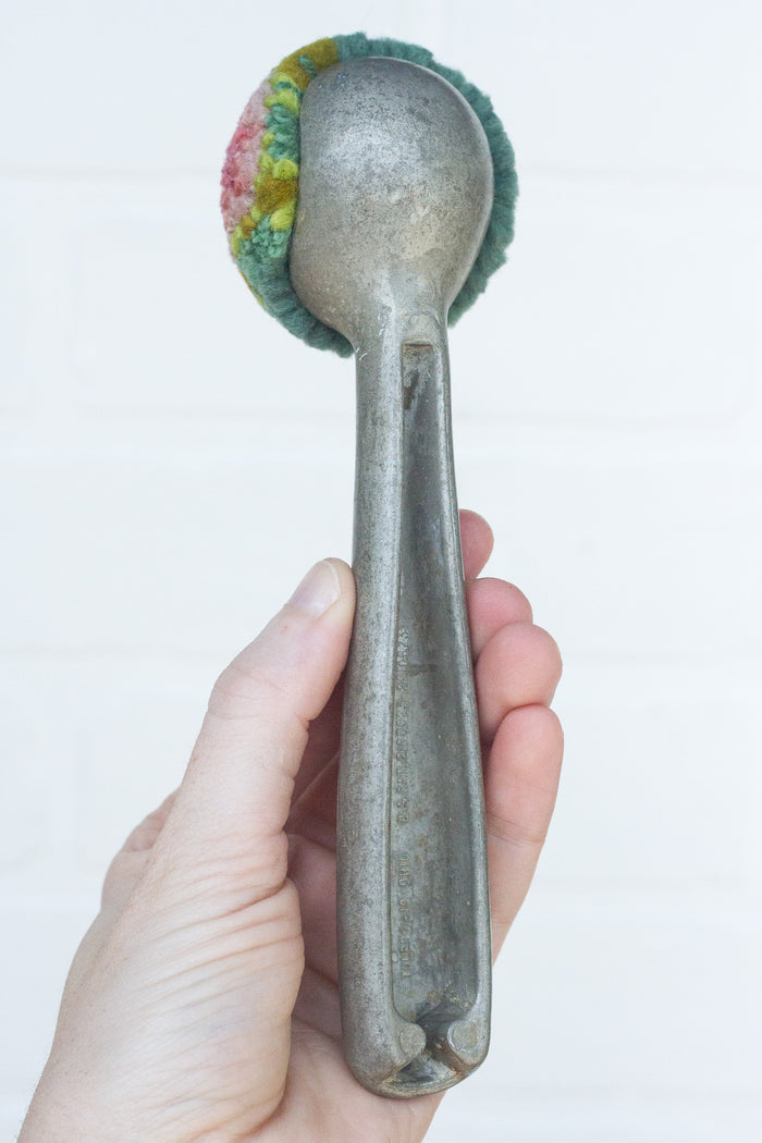 Puff Fiber Sculpture in Vintage Metal Scoop | Watermelon