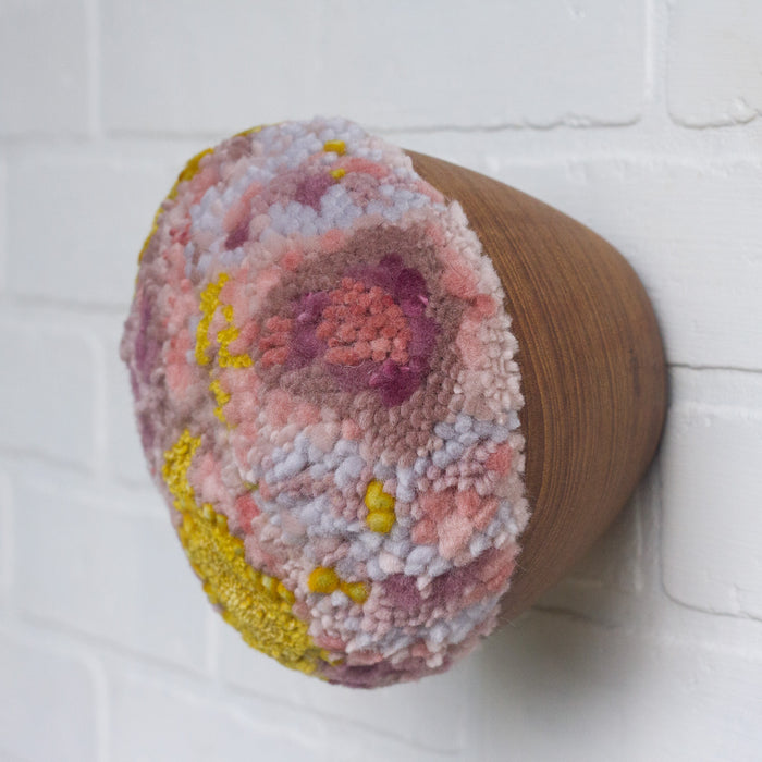 Puff Fiber Sculpture | Pink + Mustard