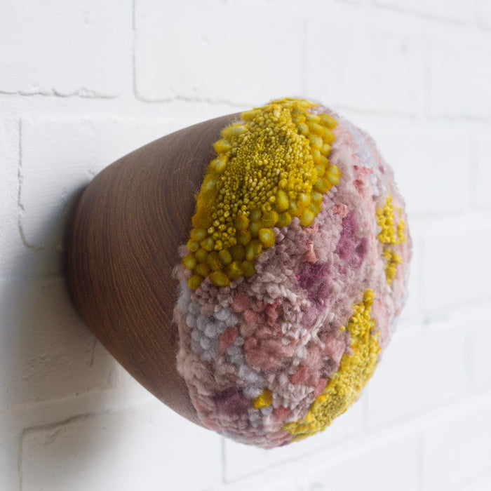 Puff Fiber Sculpture | Pink + Mustard