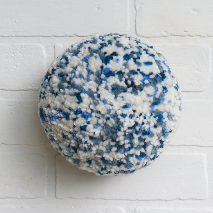 Puff Fiber Sculpture | White + Blue Speckled