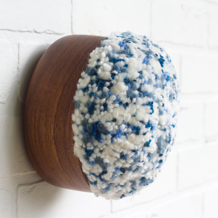 Puff Fiber Sculpture | White + Blue Speckled