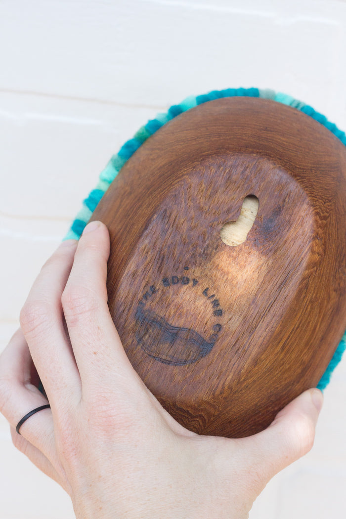 Puff "Loaff" in Vintage Teak Frame | Orange + Turquoise